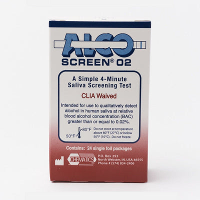 Load image into Gallery viewer, AlcoScreen 02 CLIA Waved Saliva Alcohol Screening Test Strip - (24 Test Strips / Box) 56024 - 9102 Alcohol,Saliva Test Chematics