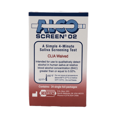 Load image into Gallery viewer, AlcoScreen 02 CLIA Waived DOT Approved Saliva Alcohol Screening Test Strip - (24 Test Strips / Box) 56024 - 9102 Alcohol,Saliva Test Chematics 