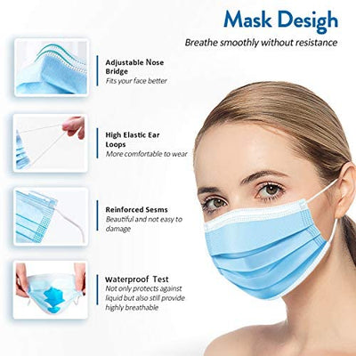 Load image into Gallery viewer, Disposable Face Mask, 4 Layers Safety Masks (Pack of 50) with Elastic Ear Loop Comfortable Breathable Countrywide Testing 