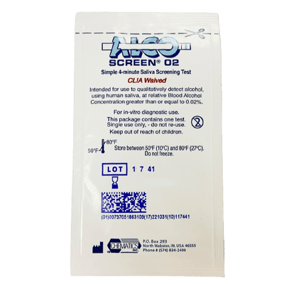 Load image into Gallery viewer, AlcoScreen 02 CLIA Waved Saliva Alcohol Test Strip - (1 Test Strip) 56001 - 9102 Alcohol,Saliva Test Chematics 