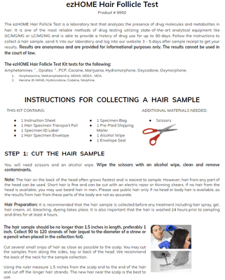 Load image into Gallery viewer, ezHOME 18 Panel Hair Follicle Test - 9950 (Lab Fee Included) Lab Tests,Hair Drug Test,Home Drug Test,EZ Home Drug Test Phamatech 