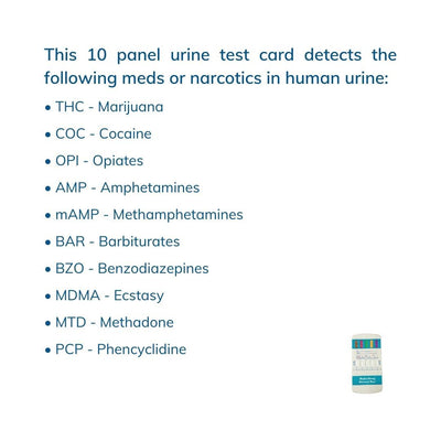 Load image into Gallery viewer, 10 Panel Dip Card - W3104 - AMP, BAR, BZO, COC, MTD, OPI, mAMP, THC, PCP, MDMA 10 Panel,Dip Cards W.H.P.M., Inc. 